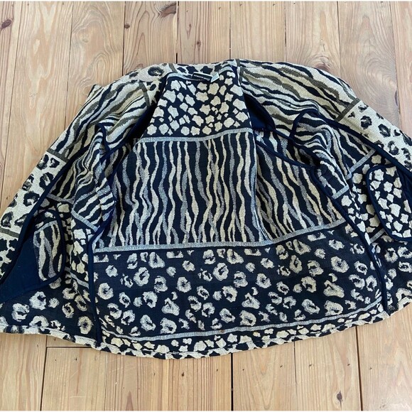 Vintage 90s Fashion Bug Leopard Animal Print Blanket Tapestry Coat Blazer Jacket - Picture 4 of 10